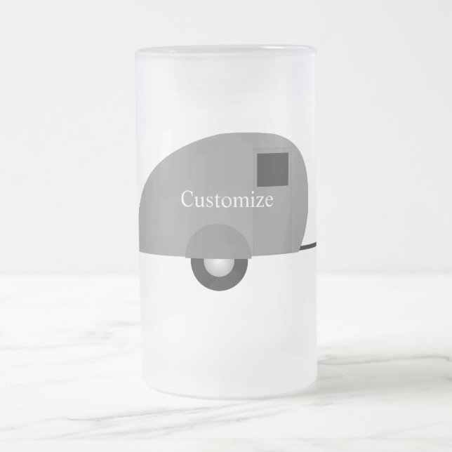 Tiny Teardrop Trailer Thunder_Cove Frosted Glass Beer Mug (Center)