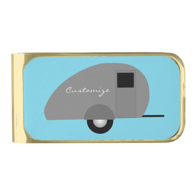Tiny Teardrop Trailer Thunder_Cove Gold Finish Money Clip (Front)