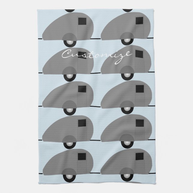 Tiny Teardrop Trailer Thunder_Cove Kitchen Towel (Vertical)