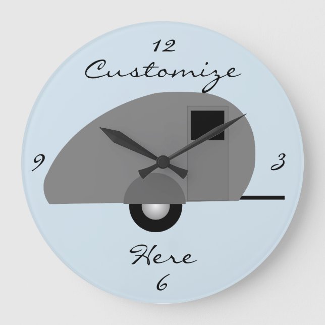 Tiny Teardrop Trailer Thunder_Cove Large Clock (Front)