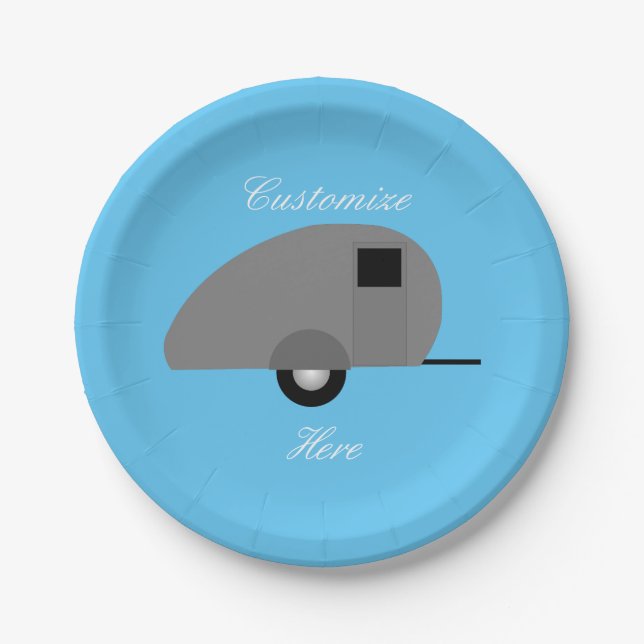 Tiny Teardrop Trailer Thunder_Cove Paper Plates (Front)