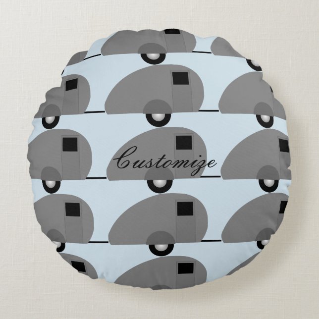 Tiny Teardrop Trailer Thunder_Cove Round Pillow (Front)