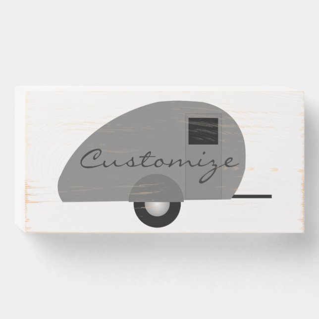 Tiny Teardrop Trailer Thunder_Cove  Wooden Box Sign (Front Horizontal)