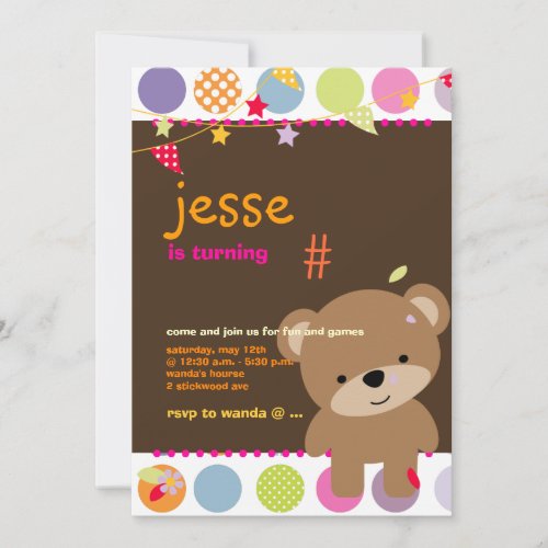Tiny Teddy Bear Personalized Party Announcements