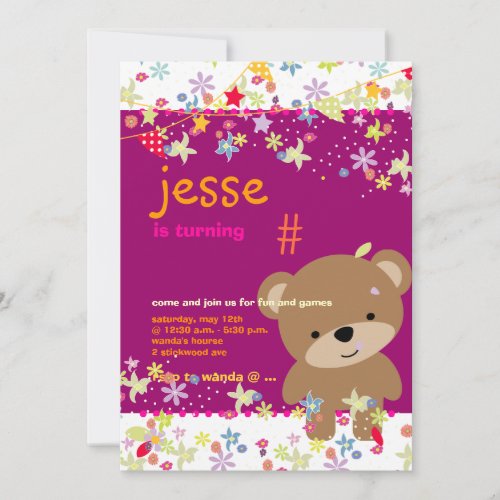 Tiny Teddy Bear Personalized Party Custom Invite