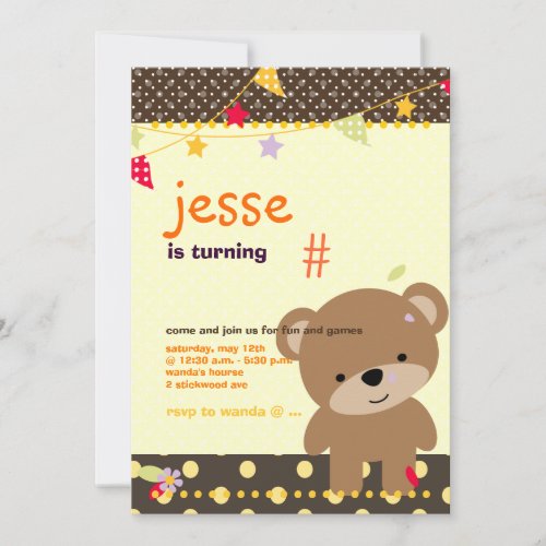 Tiny Teddy Bear Personalized Party Personalized Invitations