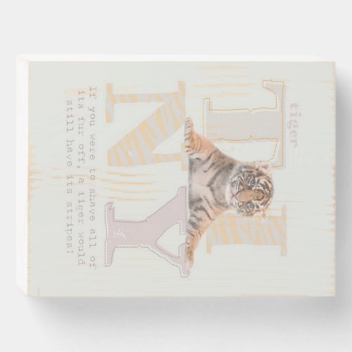 Tiny Tiger Cute Cat Design Wooden Box Sign