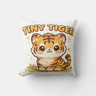Tiny Tiger Kawaii Cute Baby Tiger Cartoon Animal  Throw Pillow