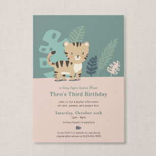 Tiny Tiger Soft Jungle Safari Kids Birthday Invitation