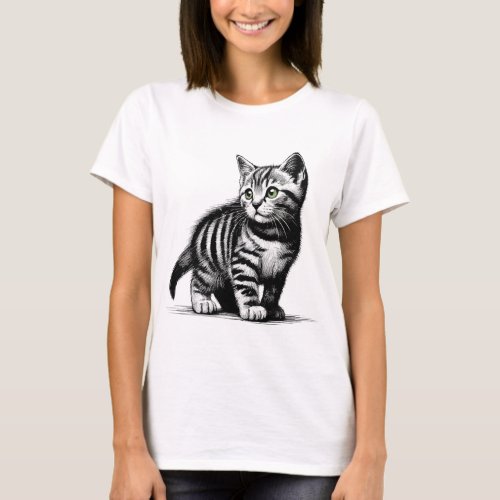 Tiny Tiger _ Whiskered Wonder Illustration T_Shirt