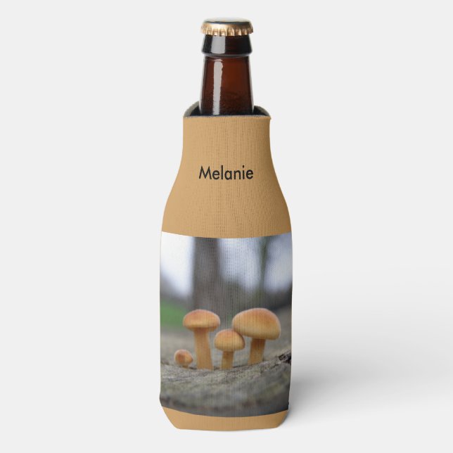Tiny Toadstools Macro Personalized Bottle Cooler (Bottle Front)