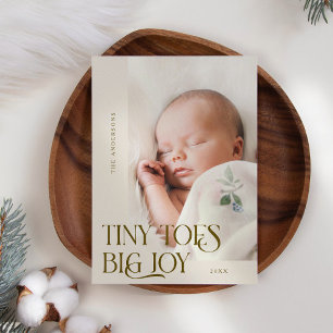 Tiny Toes Big Joy Cream Photo Birth Announcement