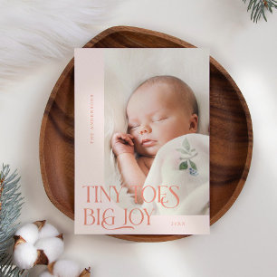 Tiny Toes Big Joy Peach Photo Birth Announcement