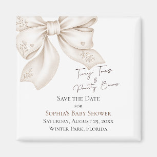 Tiny Toes Pretty Bows Baby Shower Save The Date Magnet