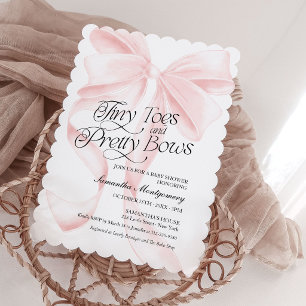 Tiny Toes Pretty Bows Coquette Baby Invitation