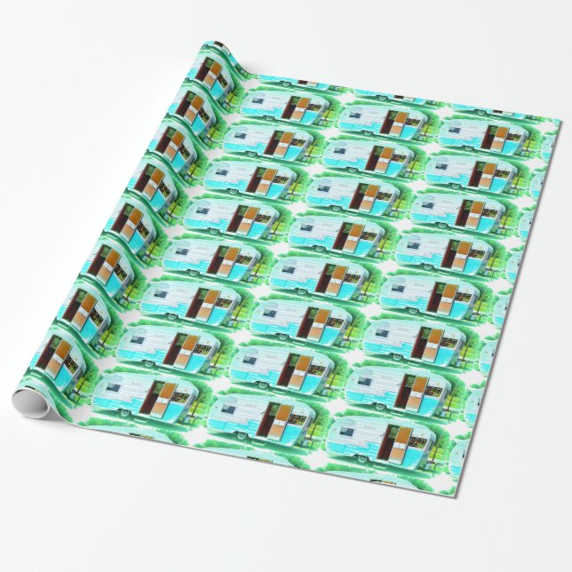 tiny trailer gypsy caravan casa wrapping paper (Unrolled)