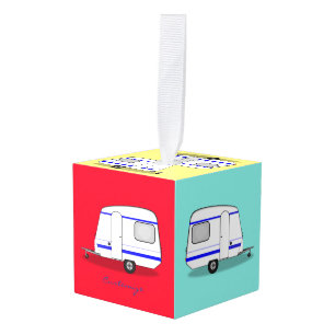 Tiny trailer gypsy caravan Thunder_Cove Cube Ornament