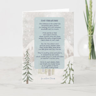 Tiny Treasures wintery snowflake scene with cabin Letterpress Thank You Card