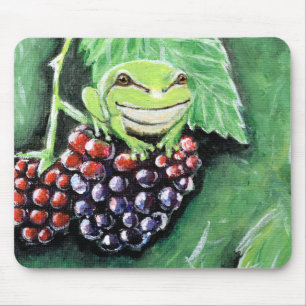 Tiny Tree Frog on a Blackberry Painting Mouse Pad