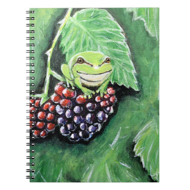 Tiny Tree Frog on a Blackberry Painting Notebook (Front)