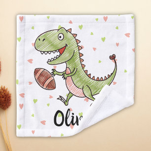 Tiny Trex Playing Football Personalized Wash Cloth