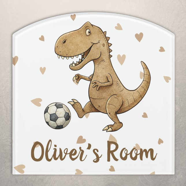 Tiny Trex Playing Soccer Personalized Door Sign (Creator Uploaded)