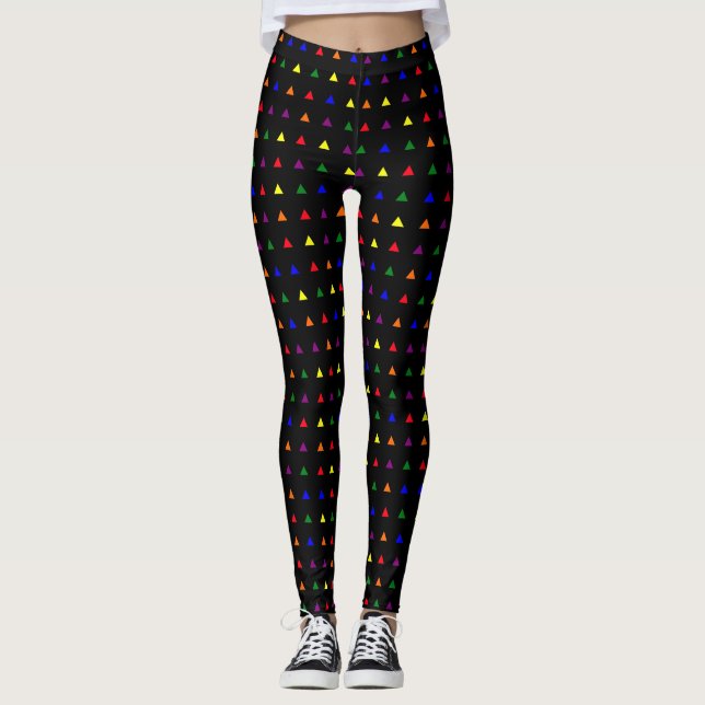 Tiny Triangles Pattern Pride Colors Leggings (Front)
