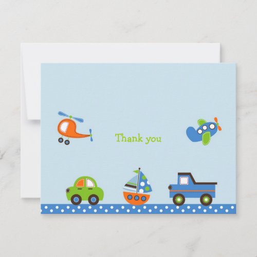 Tiny Trips Transportation Thank You Note Cards Invite