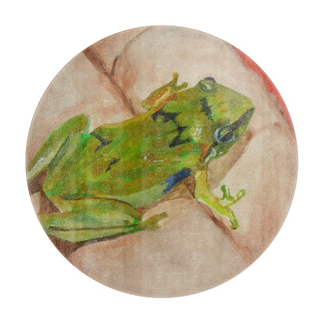 Tiny Tropical Frog Cutting Board (Front)