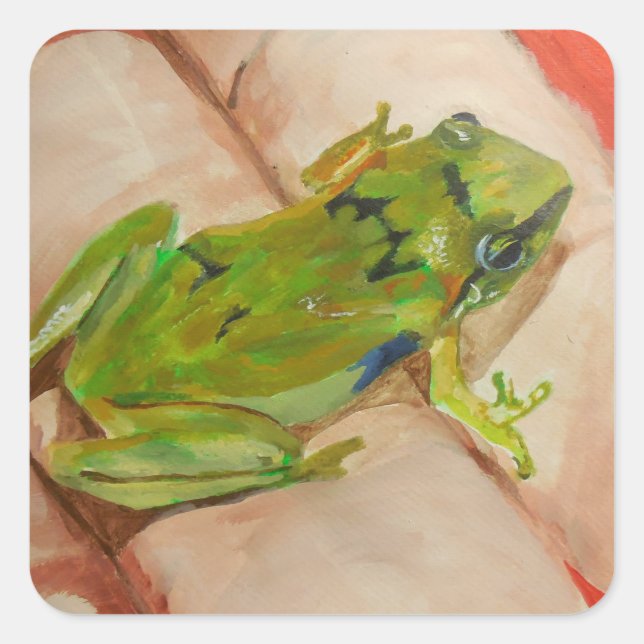 Tiny Tropical Frog Square Sticker (Front)