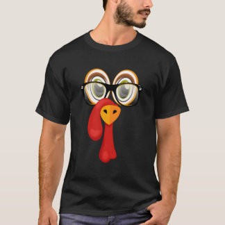 Tiny Turkey Face & Glasses Costume For Thanksgivin T-Shirt