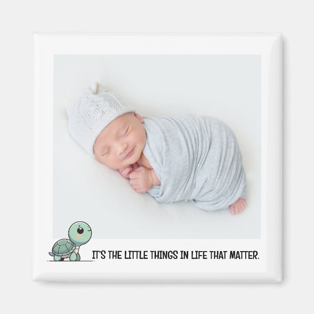 Tiny Turtle Baby Photo Magnet (Front)
