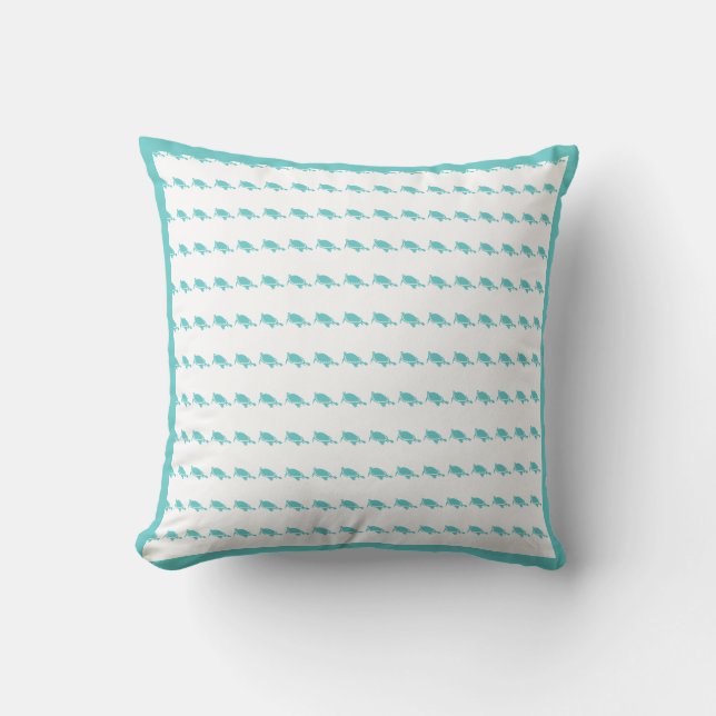 tiny  turtles teal /aqua on white PILLOW (Front)