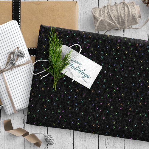 Tiny Twinkling Stars on Black ID878 Wrapping Paper