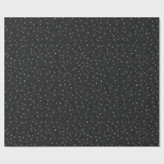 Tiny Twinkling Stars on Black ID878 Wrapping Paper (Flat)