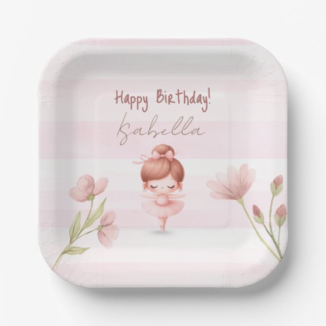 Tiny Twirls – Ballerina  Paper Plates (Front)