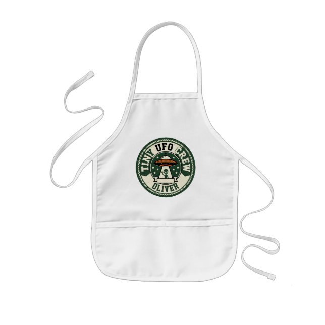 Tiny UFO Crew Sci-Fi Alien Patch Kids' Apron (Front)