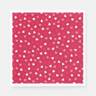 Tiny Valentine Hearts in Red White Pink Paper Napkins