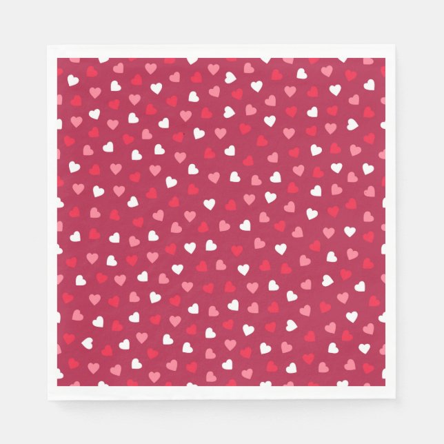 Tiny Valentine Hearts in Red White Pink Paper Napkins (Front)