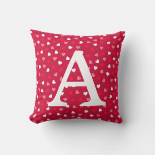 Tiny Valentine Hearts in Red White Pink Throw Pillow