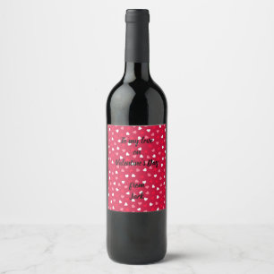 Tiny Valentine Hearts in Red White Pink Wine Label