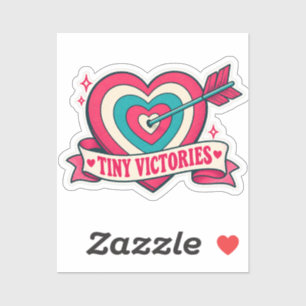 Tiny Victories Raspberry Teal Heart Archery Target Sticker