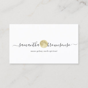 Tiny Watercolor Gold Moon Business Card