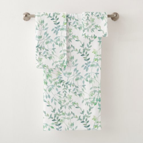 Tiny Watercolor Leaves  Custom Color Bath Towels