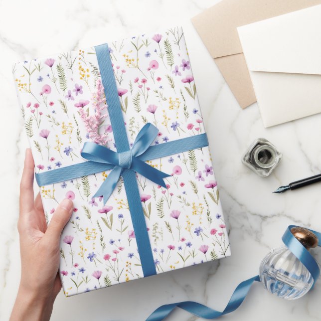 Tiny Watercolor Wildflowers  Wrapping Paper (Gifting)