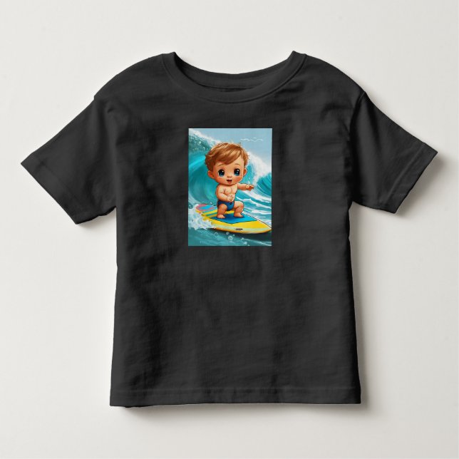 Tiny Wave Rider – Baby Surfer Vibes Toddler T-shirt (Front)