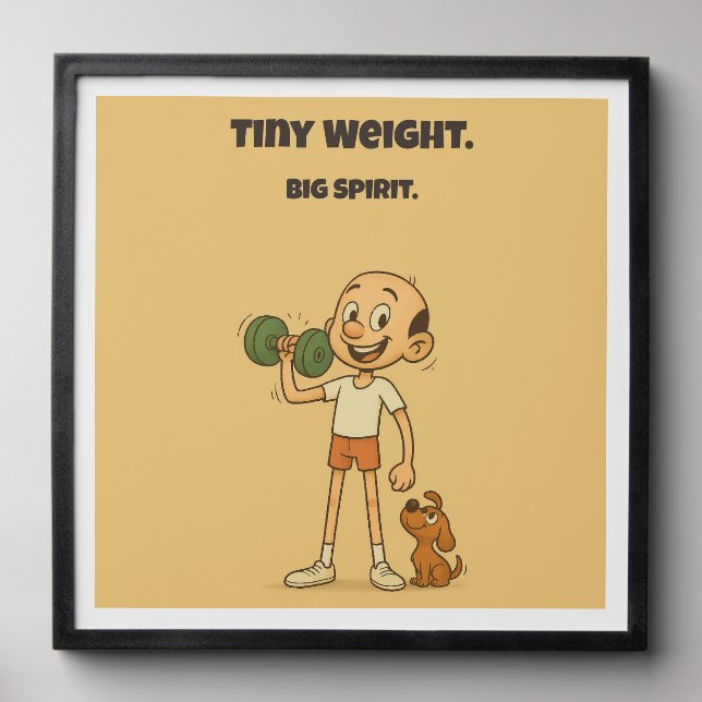Tiny Weight. Big Spirit. – Cartoon Gym Quote Peel And Stick Photo Tile (Front Set)