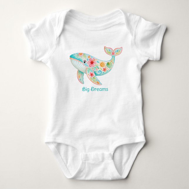 Tiny Whale Big Dreams Baby Bodysuit (Front)