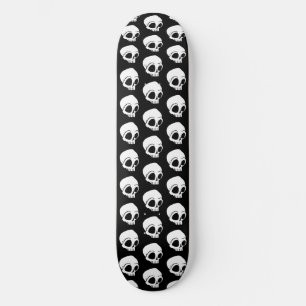 Tiny White Cartoon Skulls on black Skateboard