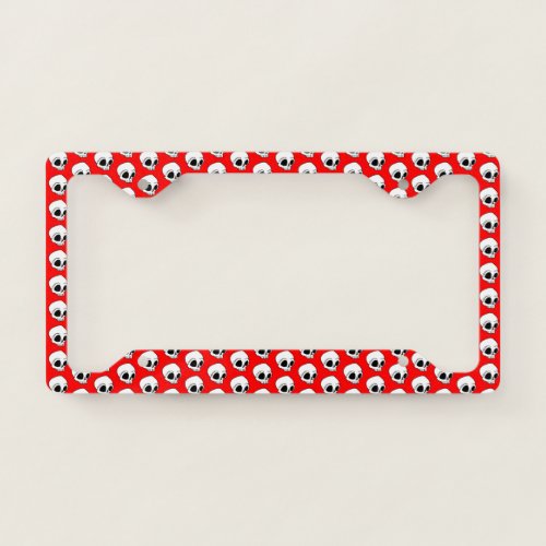 Tiny White Cartoon Skulls Pattern on Red License Plate Frame